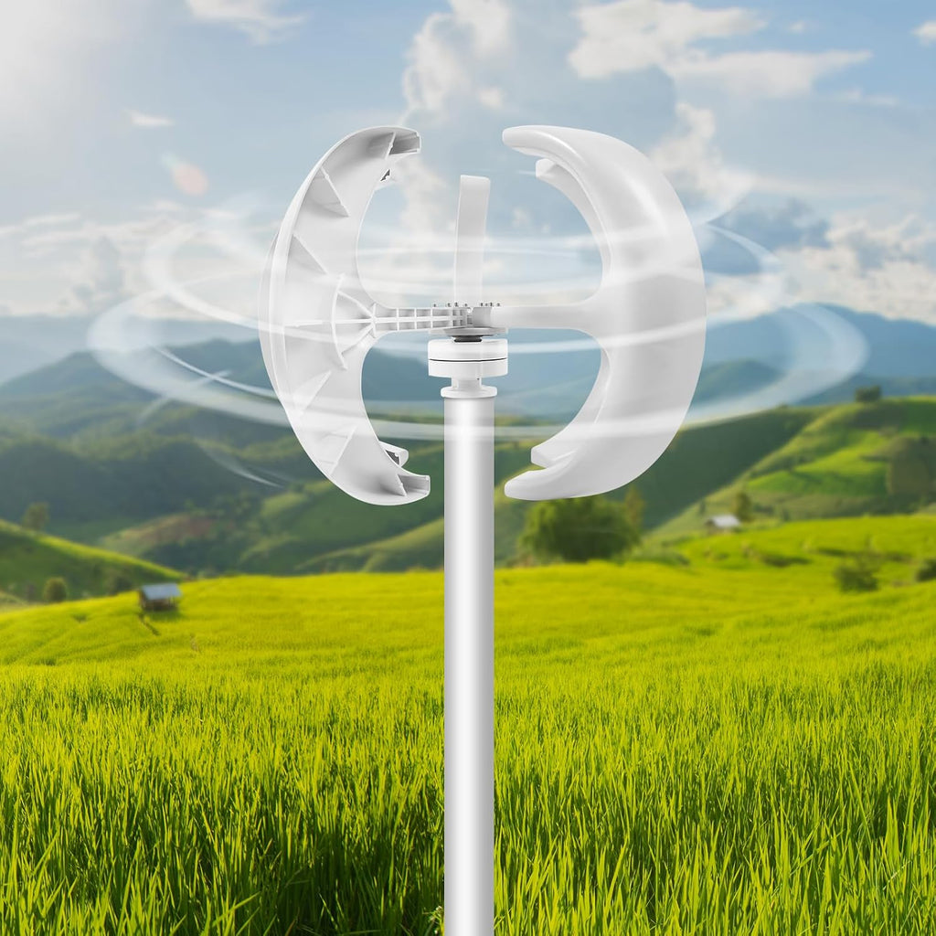 Wind 600W Turbine Generator, 24V 5 Blades Lantern Motor Vertical Axis Windmill Kit with Controller, Low Wind Speed Starting Wind Power Generator for Home, Camping (24V,600W)