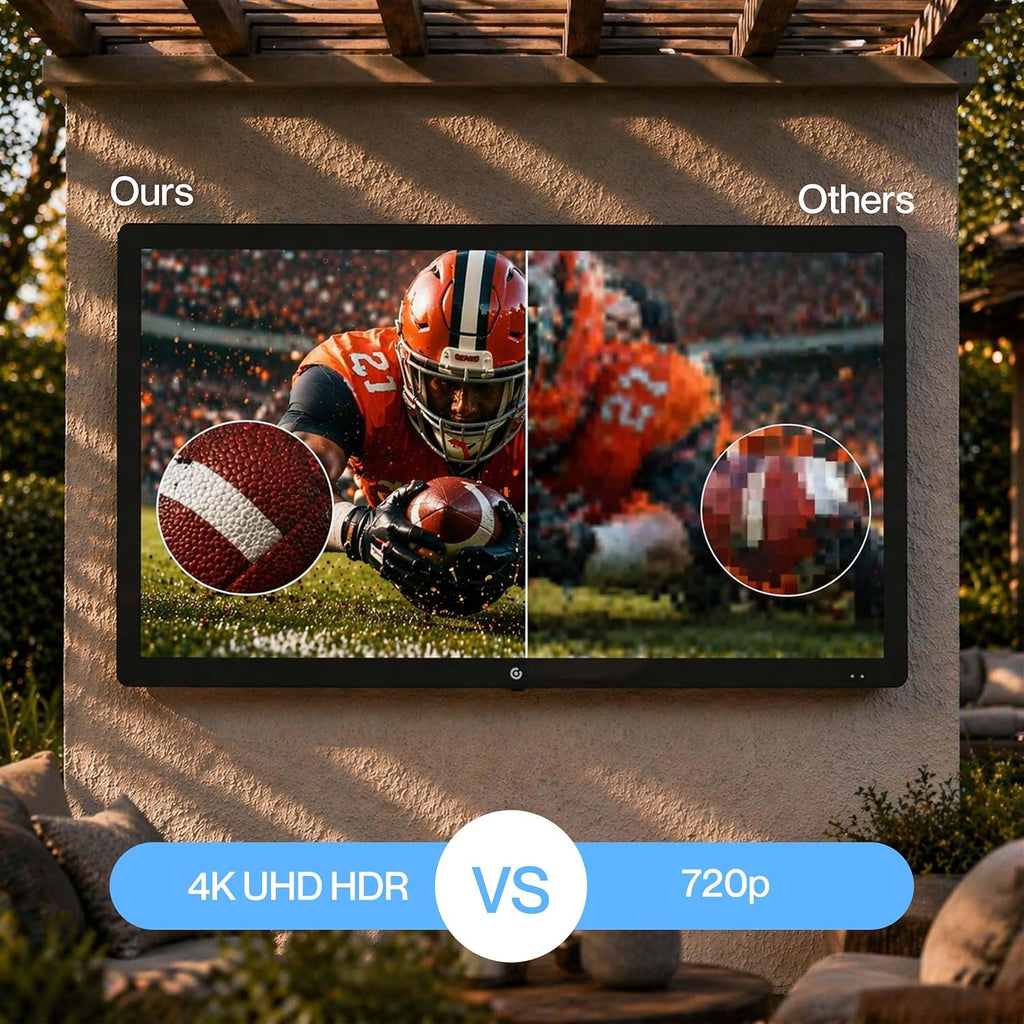 43 Inch Outdoor TV for Patio, Backyard, Porch, and Deck, 4K UHD HDR LED Weatherproof, 700-Nit Partial Sun Display, IP55 Rated, Wall Mount & IPX55 Waterproof Remote Included
