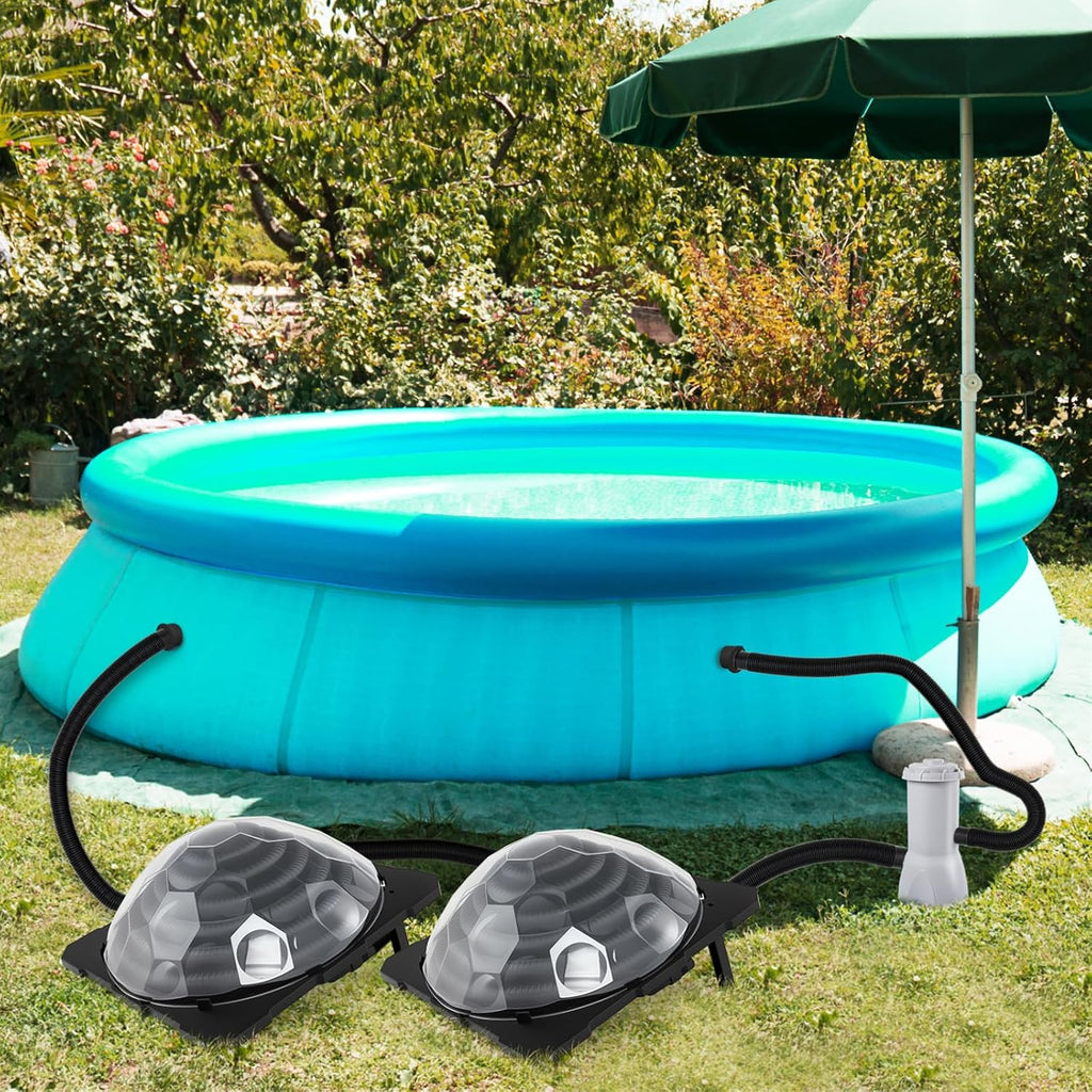 Goplus Solar Pool Heater Above Ground, Inground Swimming Pool Dorm Heater with Rotatable Hose Connectors and Foldable Legs, Solar Powered Water Heating (2PCS)
