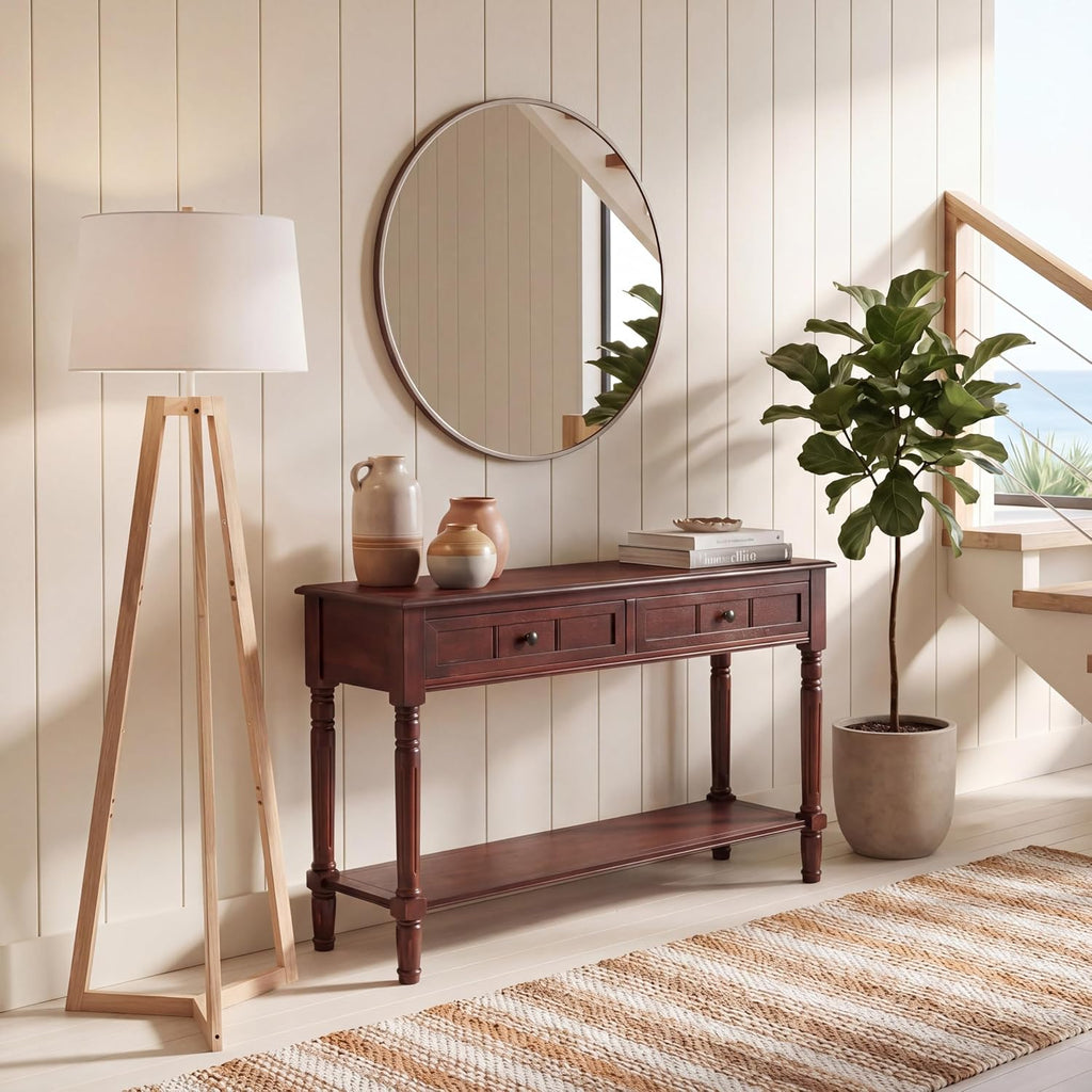 SAFAVIEH Home Collection - Samantha Entryway Console Table, Dark Cherry 2-Drawer Storage Sofa Table (AMH5710D)