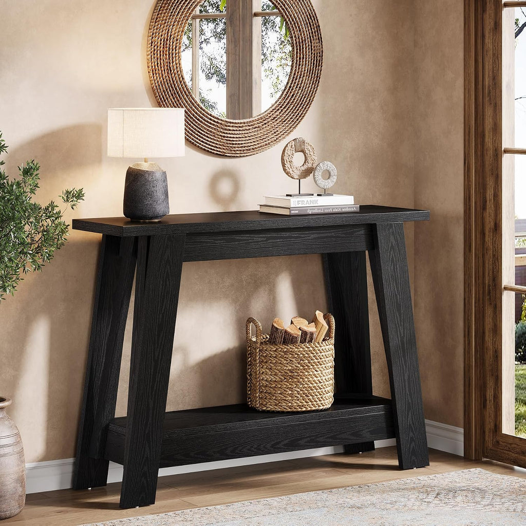 Tribesigns 41.3' Farmhouse Console Table, 2-Tier Wooden Entryway Table with Storage, Rustic Narrow Behind Couch for Living Room, Hallway, Foyer,Natural