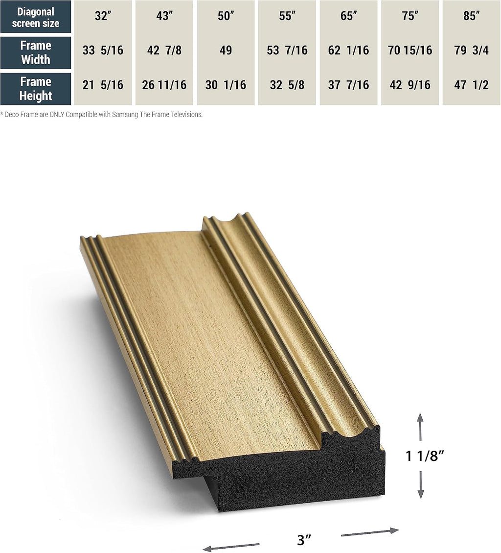 Champagne 50' Premiere Deco TV Frame - Compatible ONLY with Samsung The Frame TVs (Fits 2021-2026, LS03A, LS03B, LS03C, LS03D, LS03FA)