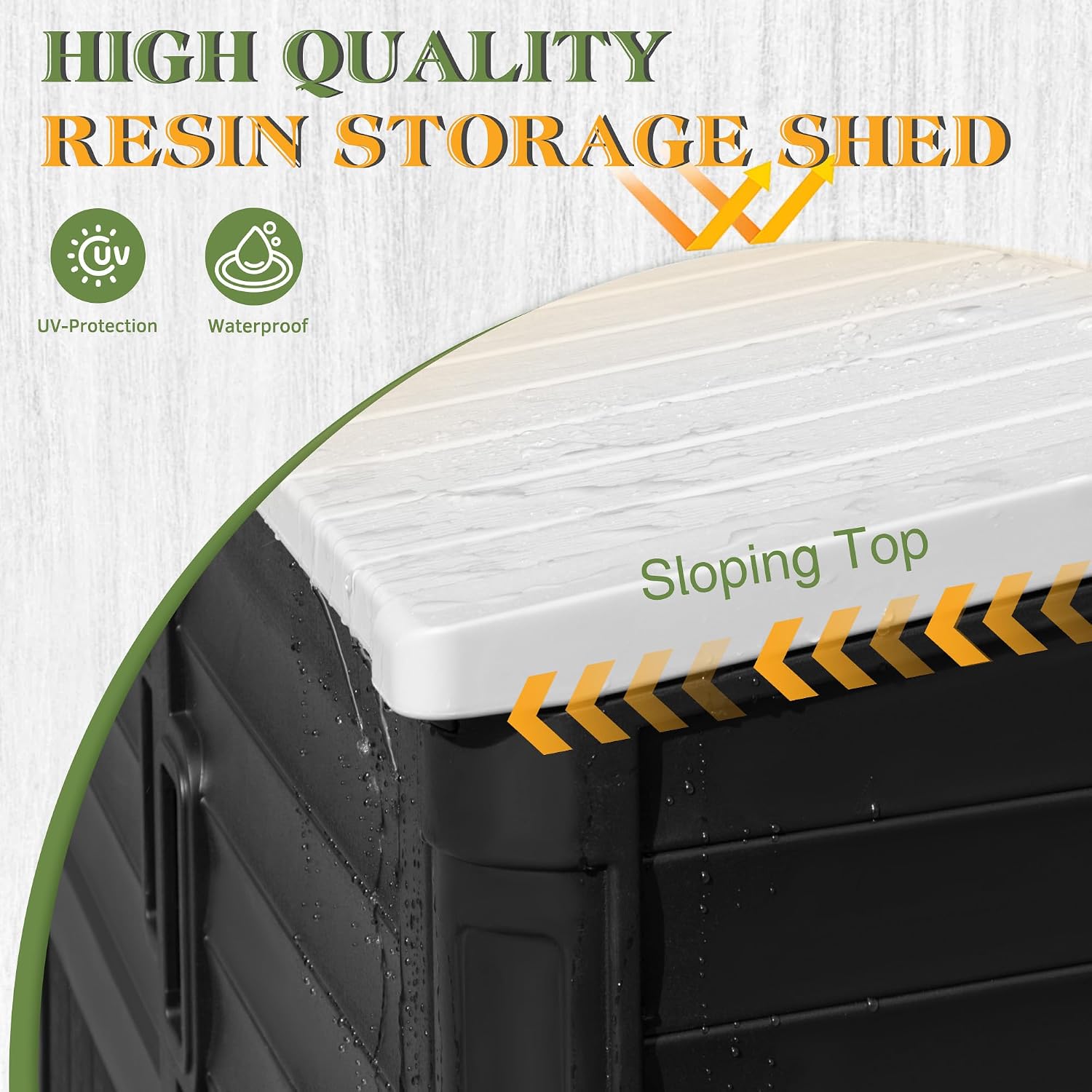 Greesum Outdoor Trash Can Storage Shed, 34 Cu.ft Waterproof Horizontal Storage Shed, Portable Horizontal Resin Storage Shed for Garden, Backyard, Patio, Dark Black
