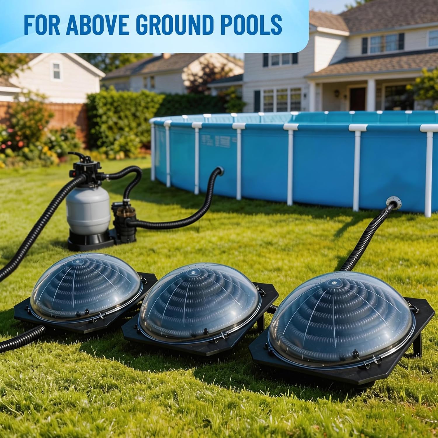 VINGLI Solar Pool Heater Above Ground Domed Solar Powered Swimming Pool Heater Contour Pool Heating Coil (3 Packs)