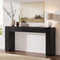 Solid Wood Console Table, 63-Inch Farmhouse Sofa Table Behind Couch for Entryway, Living Room, Foyer, Easy Assembly (Black)