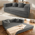 5‑in‑1 Futon Sofa Bed Queen – Floor Foldable Convertible Sofa Couch with L‑Shaped Armrests, Removable Cover, Grey Convertible Guest Bed | Space‑Saving Fold‑Out Mattress Lounge for Living Room/Bedroom
