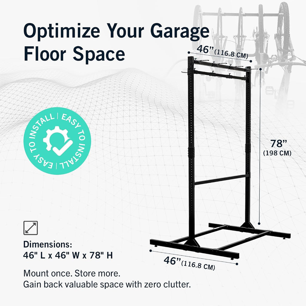 StoreYourBoard Freestanding Bike Rack for 8 Bikes - Heavy Duty Aluminum & Steel Indoor Bike Rack Garage - Space-Saving Vertical Bike Rack for Road, Mountain, and Hybrid Bicycles - Holds Up to 300 Lbs