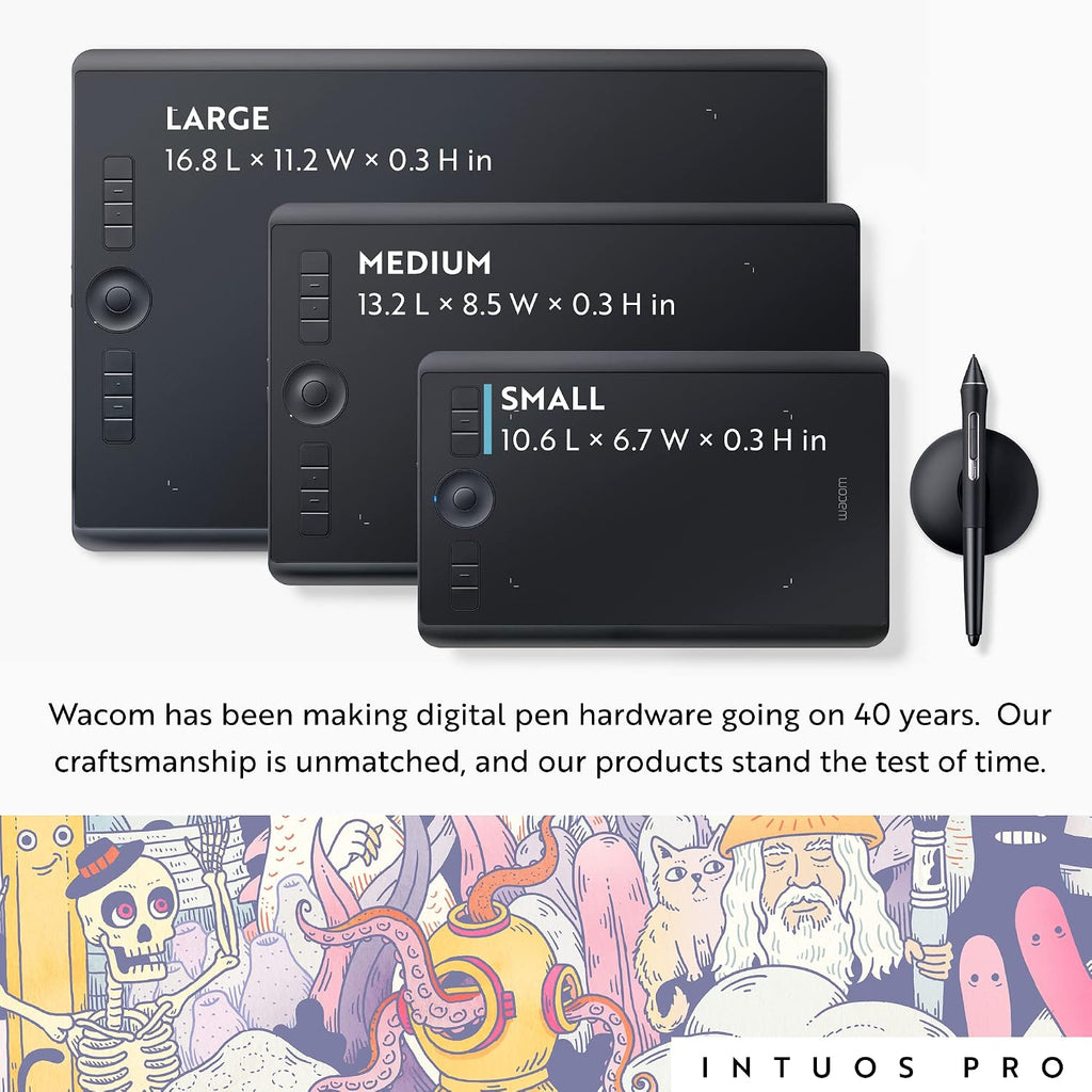 Wacom Intuos Pro Drawing Tablet, Small 10.6' x 6.7' Wireless Graphics Art Tablet with Pro Pen 2 & Touch Ring, Digital Drawing Pad for Mac and Windows PC