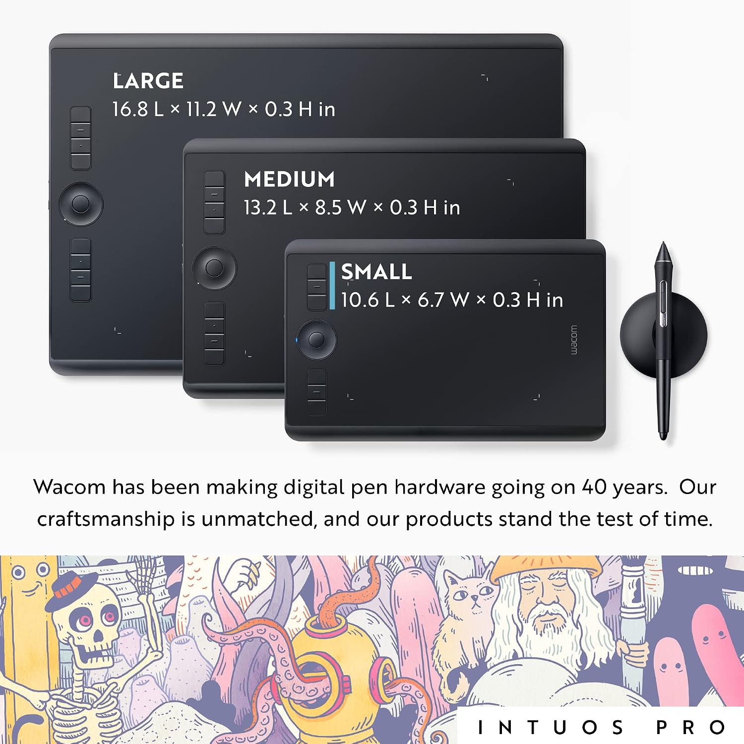 Wacom Intuos Pro Drawing Tablet, Small 10.6' x 6.7' Wireless Graphics Art Tablet with Pro Pen 2 & Touch Ring, Digital Drawing Pad for Mac and Windows PC