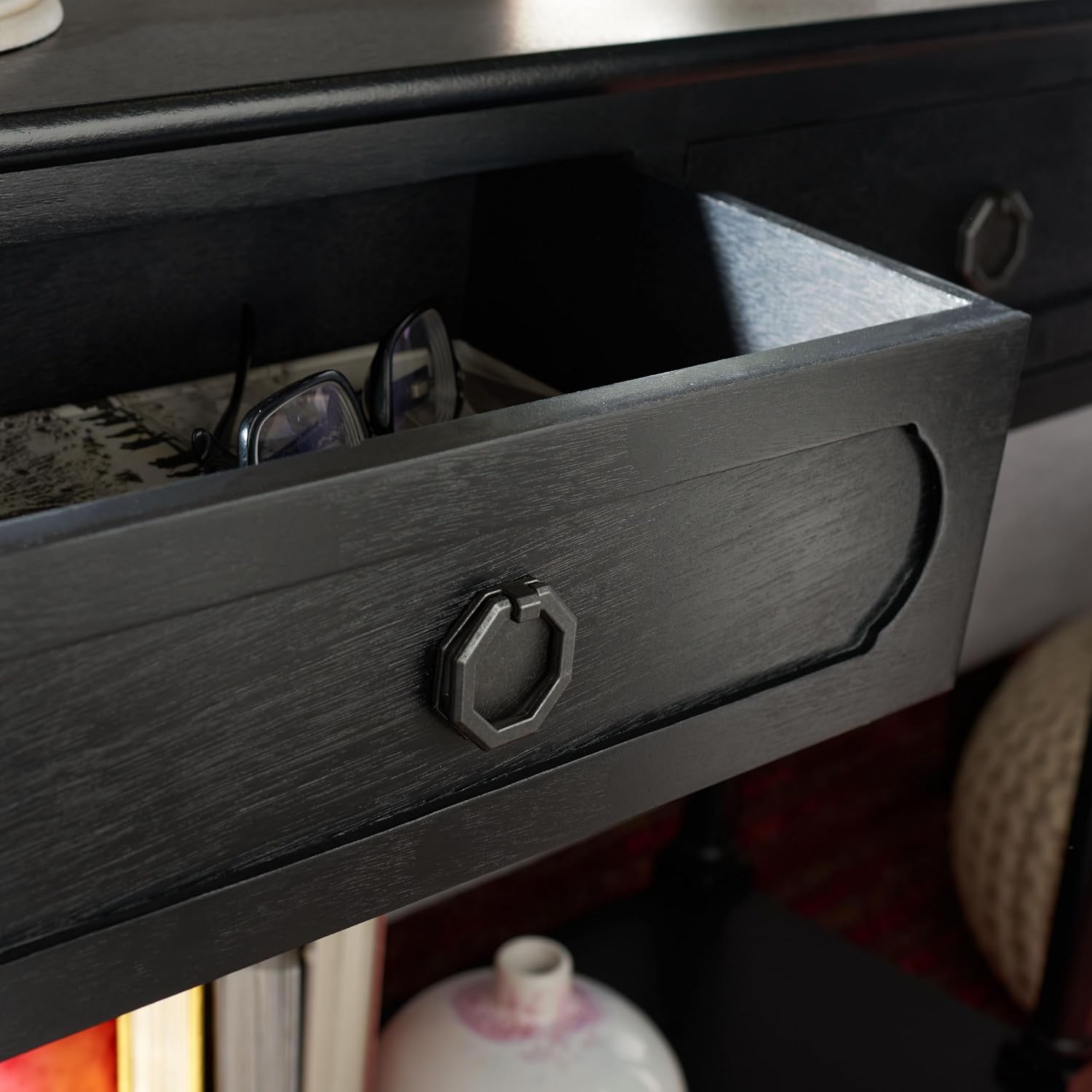 Safavieh Home Collection Allura Black 2-Drawer Bottom Shelf Console Table