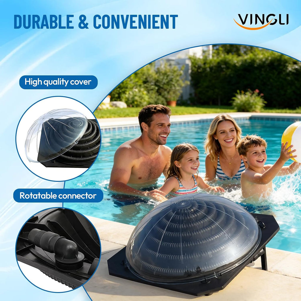 VINGLI Solar Pool Heater Above Ground Domed Solar Powered Swimming Pool Heater Contour Pool Heating Coil (3 Packs)