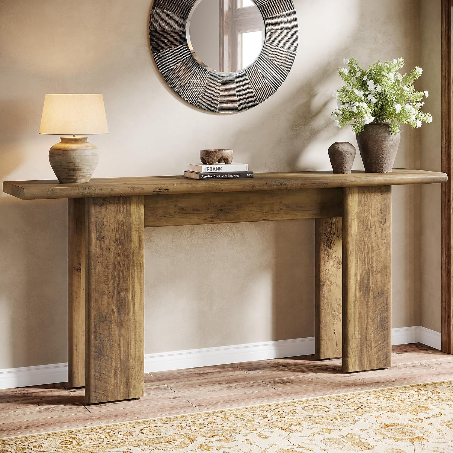Tribesigns 70.87' Extra Long Console Table for Entryway, Mid-Century Modern Sofa Table Behind Couch for Entry, Entrance, Hallway, Living Room, Narrow Long, Brown