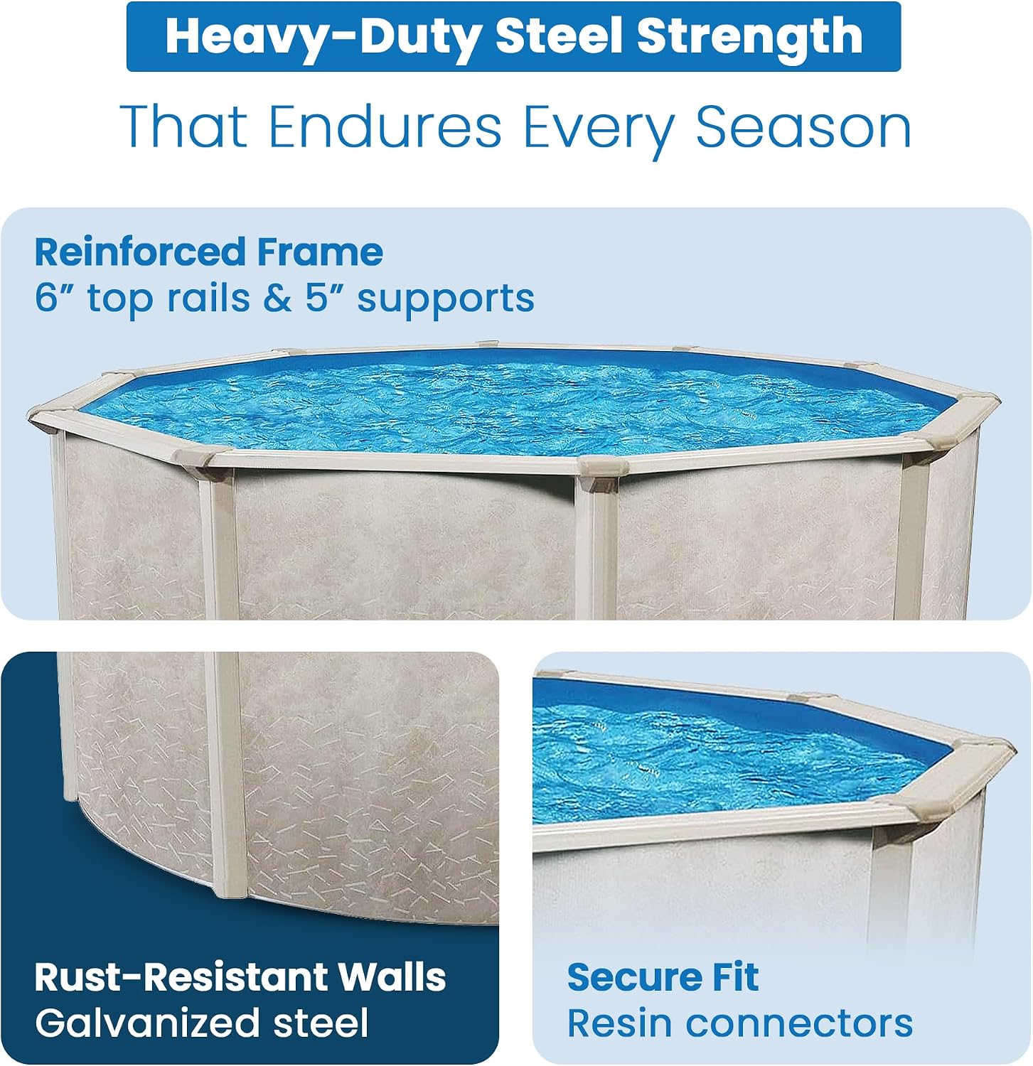 Aquarian Above Ground Pool Kit w/ Sand Filter & Pump, Phoenix Steel-Frame, 18', Gray - Large Heavy-Duty Outdoor Family Swimming Pool for Backyard, Patio, and Yard