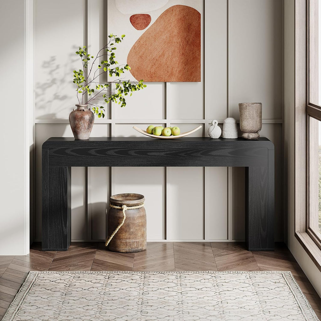 Tribesigns 70.9-Inch Extra Long Console Table, Rustic Wooden Sofa Table Behind Couch, Farmhouse Entryway Console for Living Room, Entryway, Hallway, Foyer (Black)