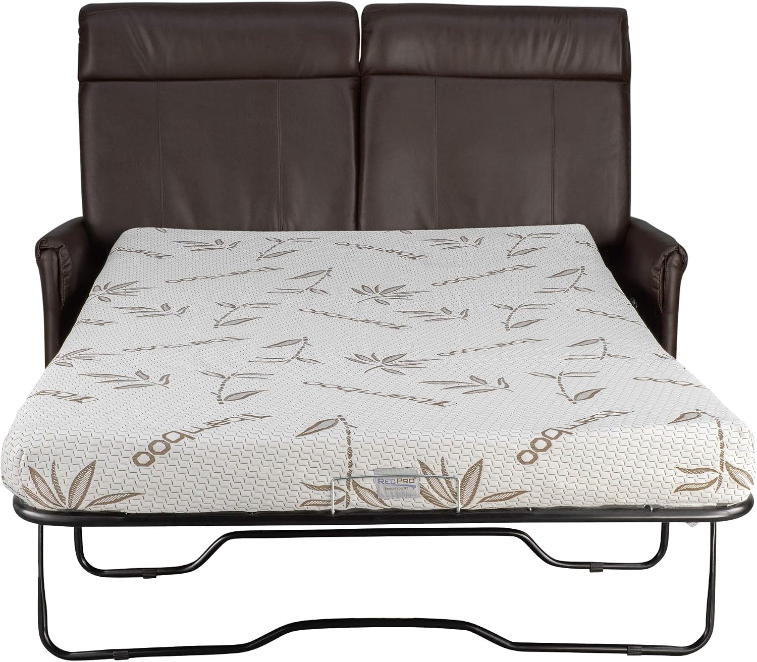 RecPro Charles Collection 60' RV Hide A Bed Loveseat With Memory Foam Mattress - Sleeper Sofa, Pull Out Couch, Living Room (Slideout) Furniture - Chestnut