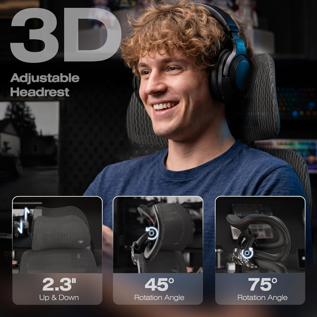 ELABEST X100 Ergonomic Mesh Office Chair with Footrest, Big and Tall Hone Desk Chair with 5D Flip-Up Arms, Adjustable 3D Lumbar Support,Gaming & Executive Computer Chairs (Night Reaper)