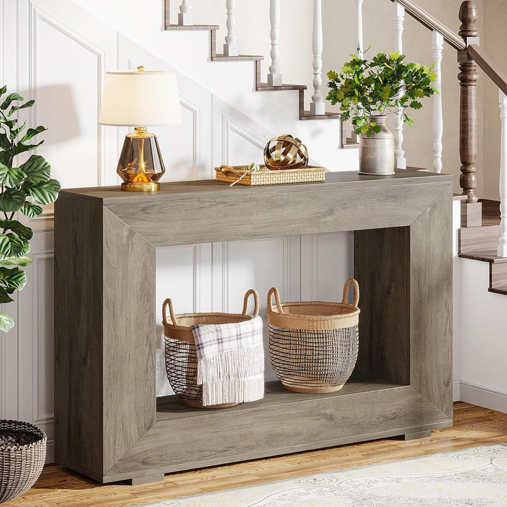 Tribesigns Farmhouse Console Table, 47 Inches Entryway Console Table with Storage, Industrial Hallway Accent Table for Living Room, Entrance