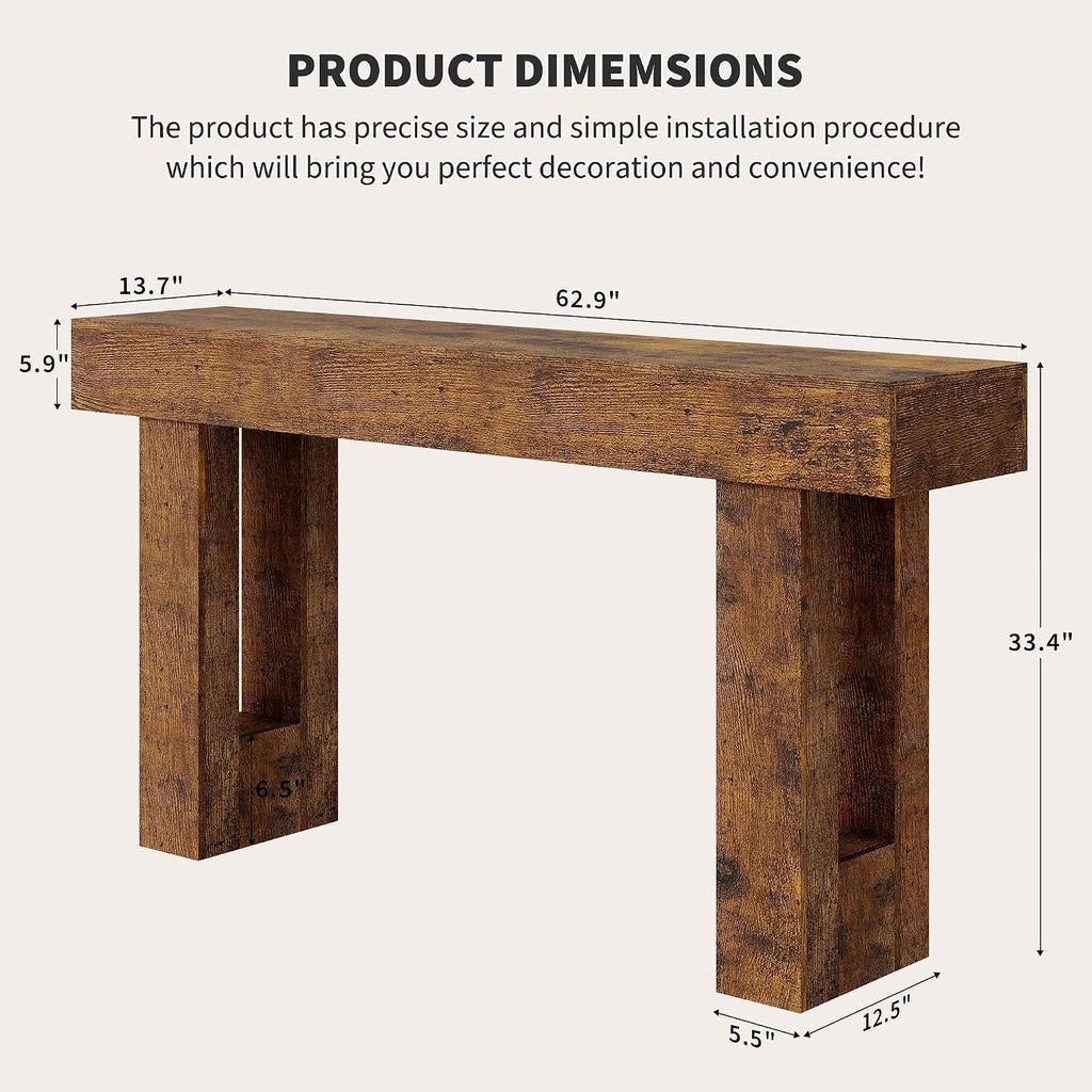 63 Inches Long Console Table, Wooden Entry Table for Entryway, Rustic Sofa Tables Behind Couch, Foyer Hallway Tables for Living Room, Entrance, Foyer