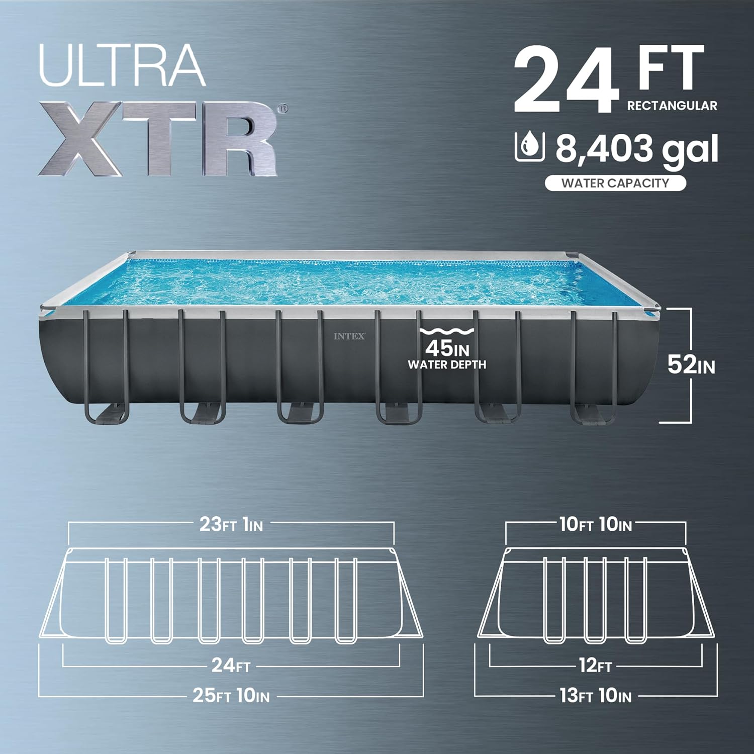 INTEX 26363EH Ultra XTR 24ft x 12ft x 52in Above Ground Swimming Pool Set with Sand Filter Pump and Automatic Pool Floor Cleaner