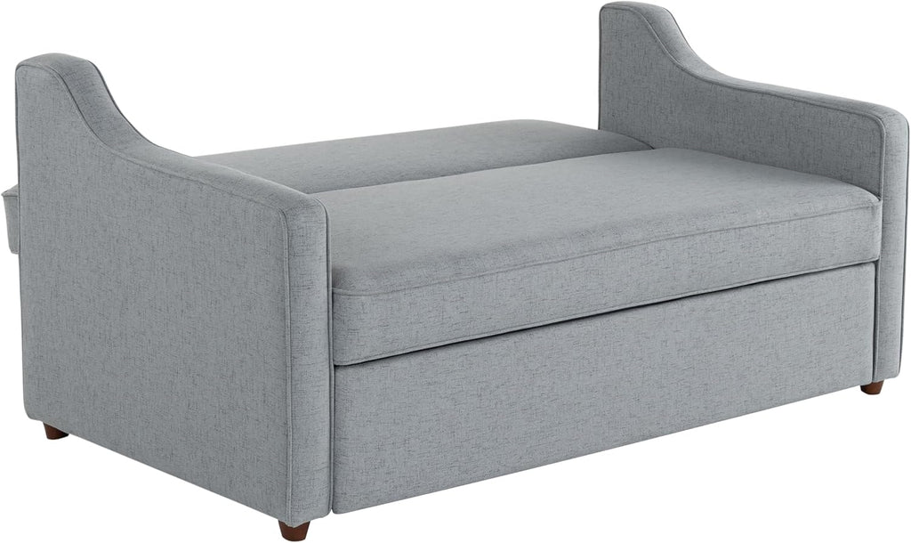 Serta® Corren 68.1' Queen Sized Convertible Sofa, Dream Coil® Comfort, Fingerguard® Pinch Point Protection, Sofa Chenille Fabric, Light Gray