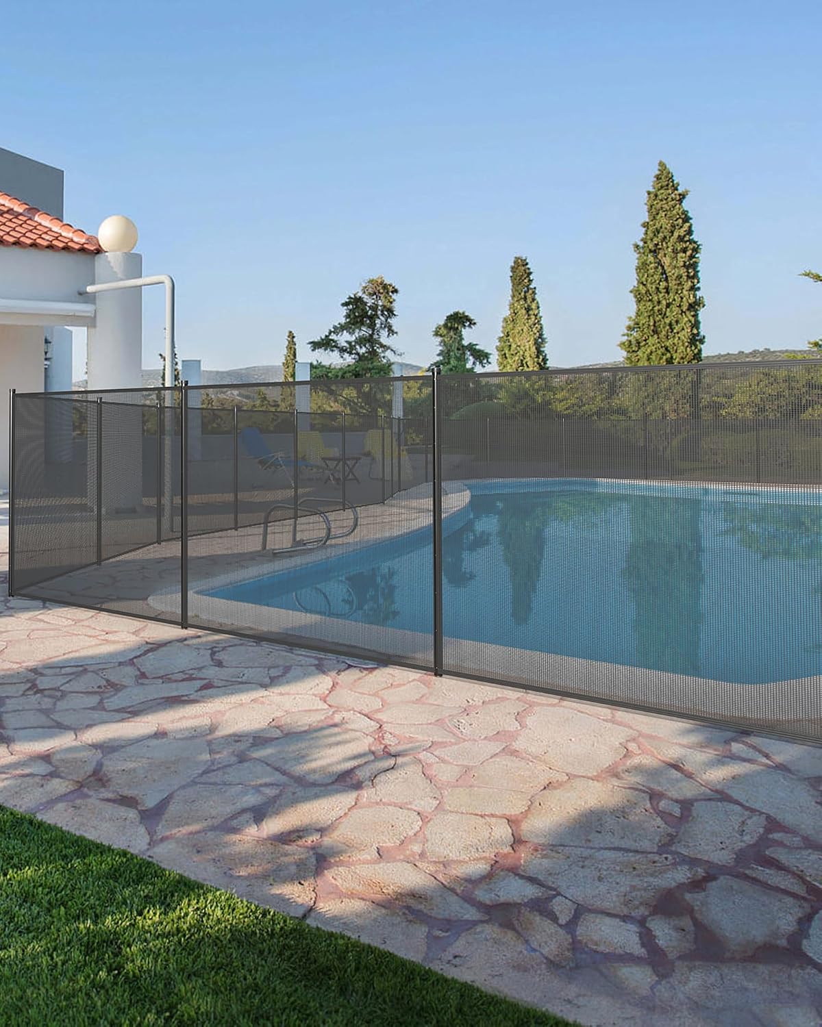 GarveeLife 4 ft x 108 ft Fence for Inground and Above Ground Pool, Mesh Pool Safety Fence with Stainless Steel Feet Outdoor Swimming Backyard Garden Pool Fencing, Black