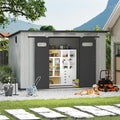 6x11 FT Outdoor Resin Storage Shed with Mats, All-Weather Sloping Plastic Storage Sheds with Lockable Doors & Vents, Outside Tool Storage Shed for Backyard, Garden, Mower, Bike & Pool Equipment
