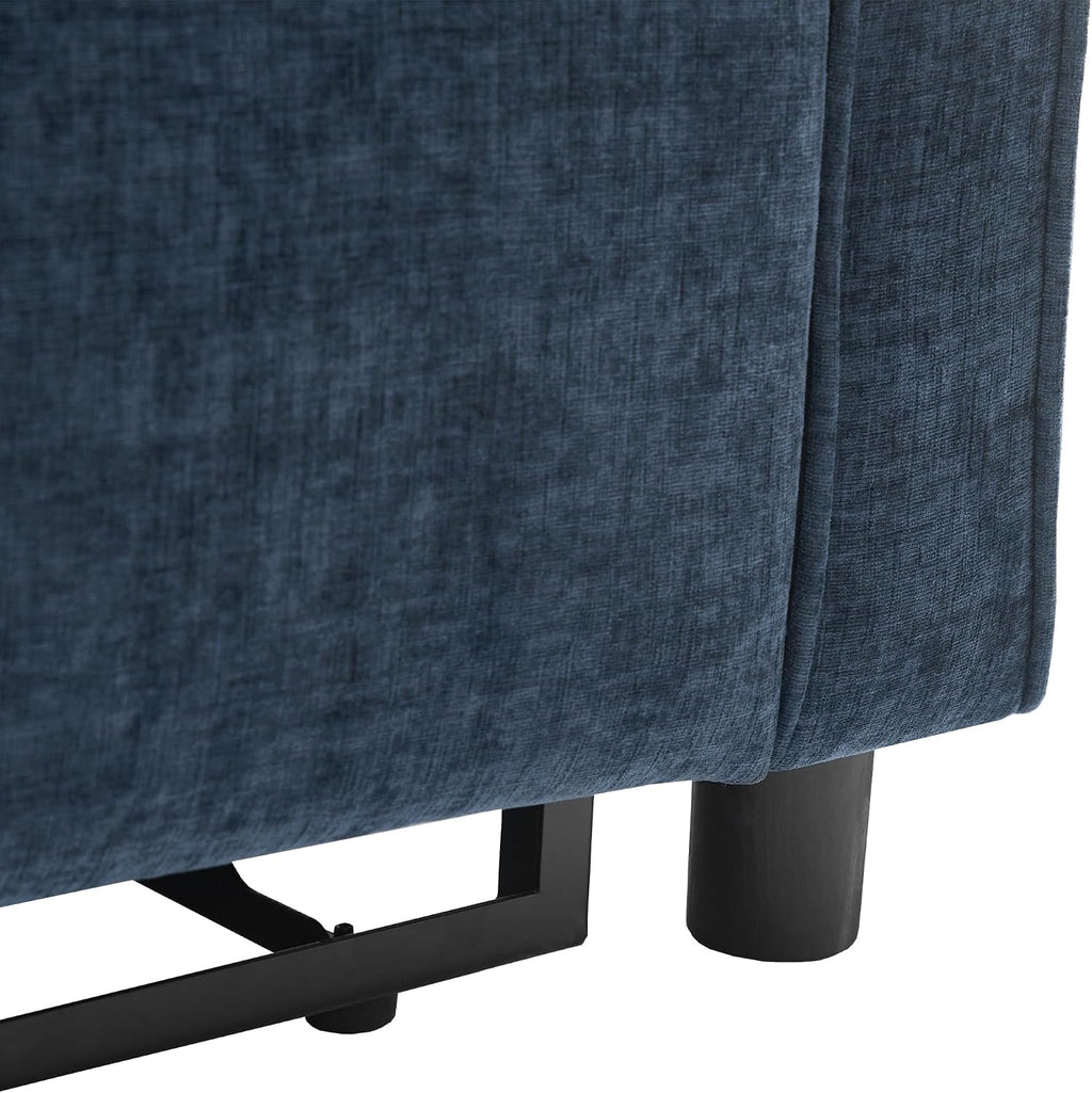 Merax 2-in-1 Convertible Sofa Bed & Recliner Sofa, 82' 3-Seater Sofa, Pull-Out Sleeper Sofa, 3 Level Adjustable Backrest, Reversible Left/Right, with USB Charging Ports, Easy to Assemble (Blue)