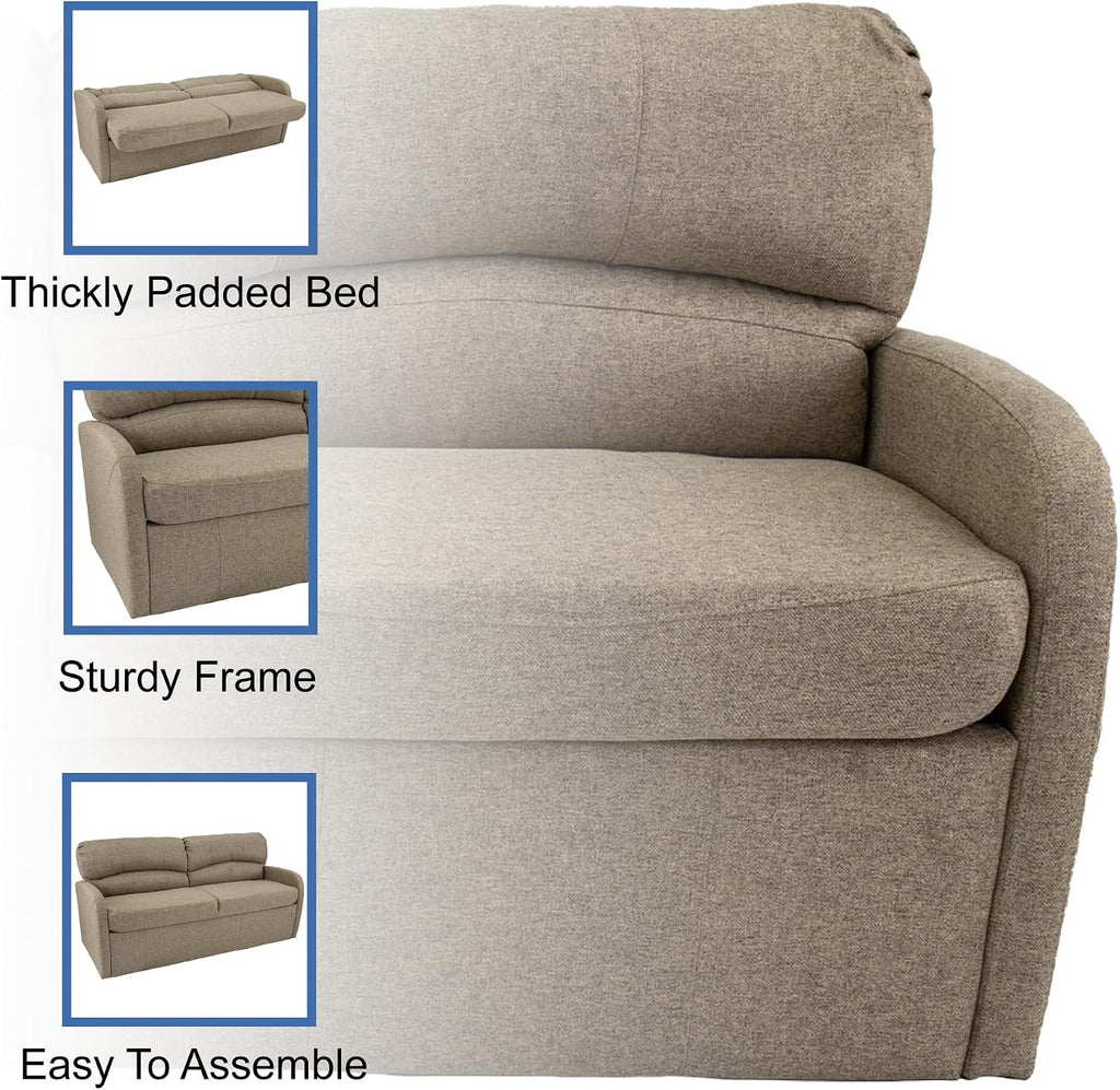 RecPro 70' RV Jack Knife Sofa w/Arms | RV Sleeper Sofa/Couch/Furniture/Living Room (Slideout) (Oatmeal)