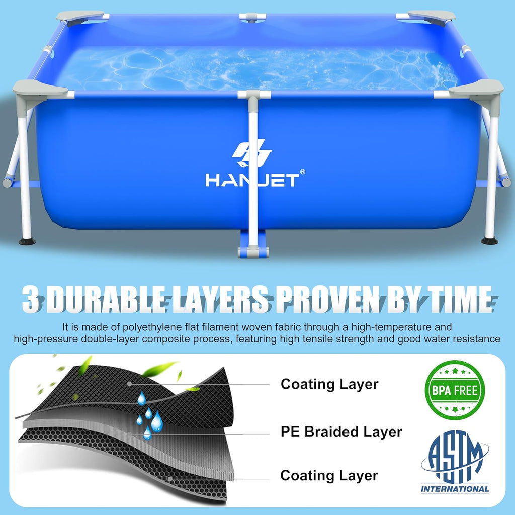 Swimming Pools Above Ground for Adults Kids, 8.5ft x 5.6ft x 25.5in Extra Large Blow Up Pool with Pump, Full Size Family Swimming Pools for Dog Backyard Garden Home Lawn Indoor Outdoor