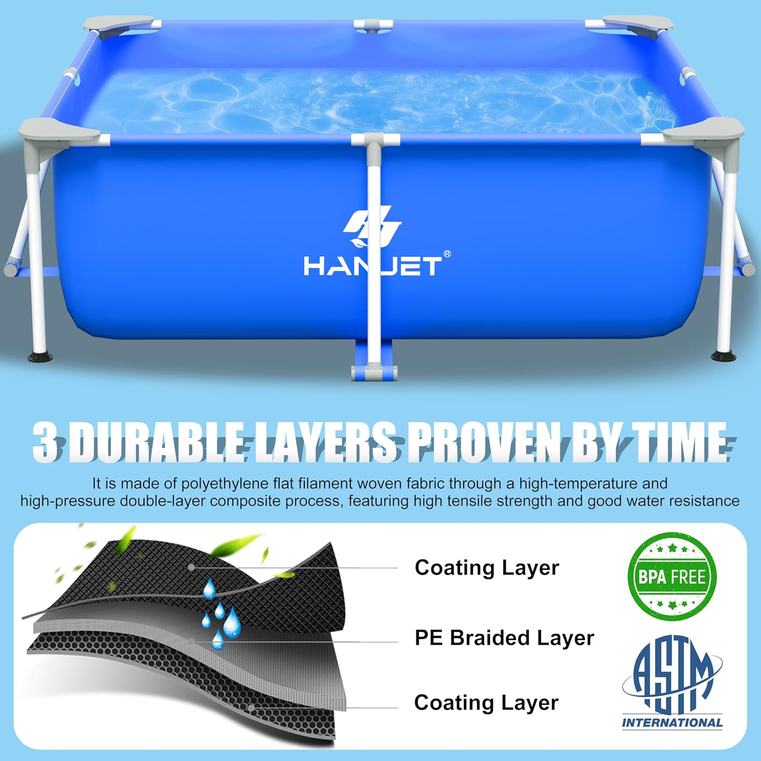 Swimming Pools Above Ground for Adults Kids, 8.5ft x 5.6ft x 25.5in Extra Large Blow Up Pool with Pump, Full Size Family Swimming Pools for Dog Backyard Garden Home Lawn Indoor Outdoor