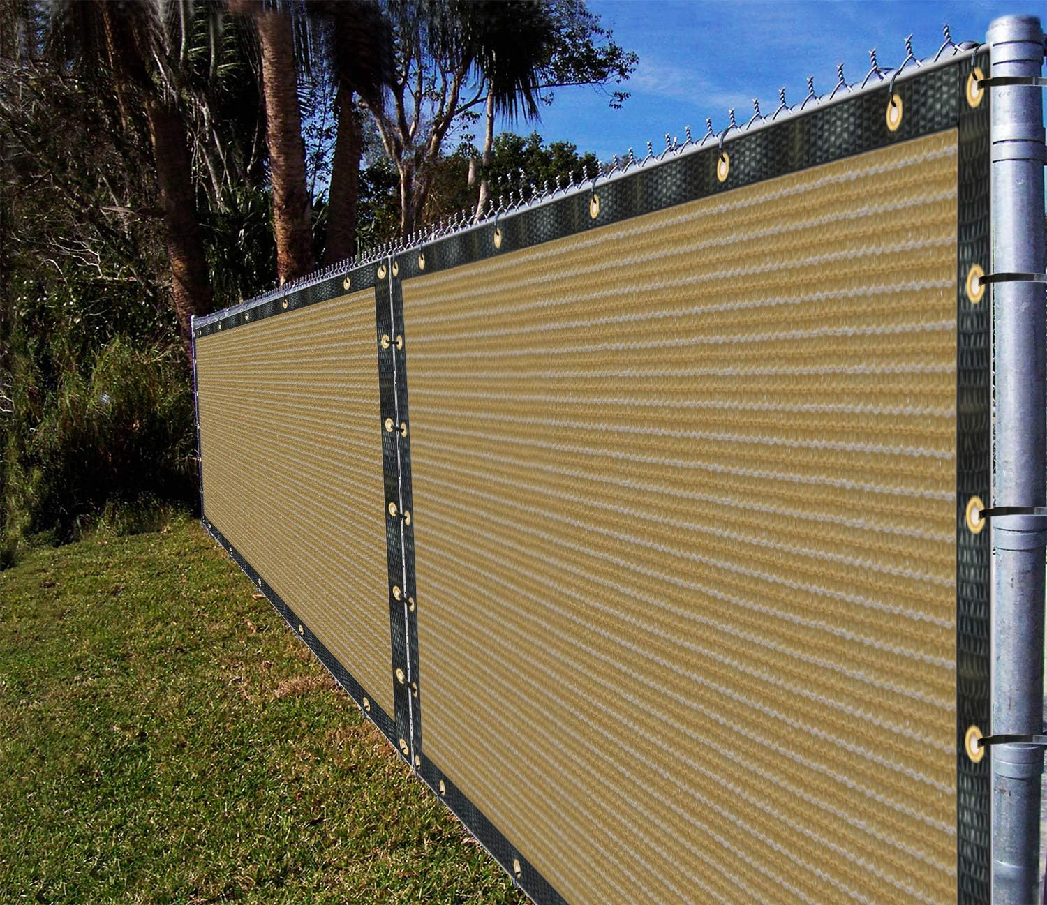 Ifenceview 8'x3' to 8'x100' Beige Shade Cloth Fence Privacy Screen Fence Cover Mesh Net Panel for Construction Site Yard Driveway Garden Pergolas Gazebos Patio Top Canopy Awning 165 GSM (8' x 83')
