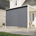 Outdoor Roller Shade, Exterior Patio Corded Blinds with Aluminum Valance Roll Up Shades for Porch Balcony Backyard (7' W X 8' L), Anthracite Grey
