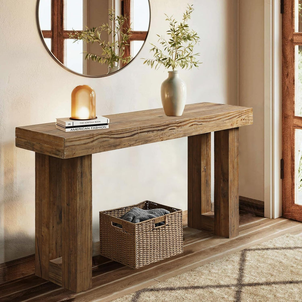 HOKYHOKY Reclaimed Solid Wood Console Table, 59' Long Farmhouse Entryway Table, Rectangular Couch Tables Behind Sofa, Accent Tables for Hallway, Entrance, Foyer, Living Room