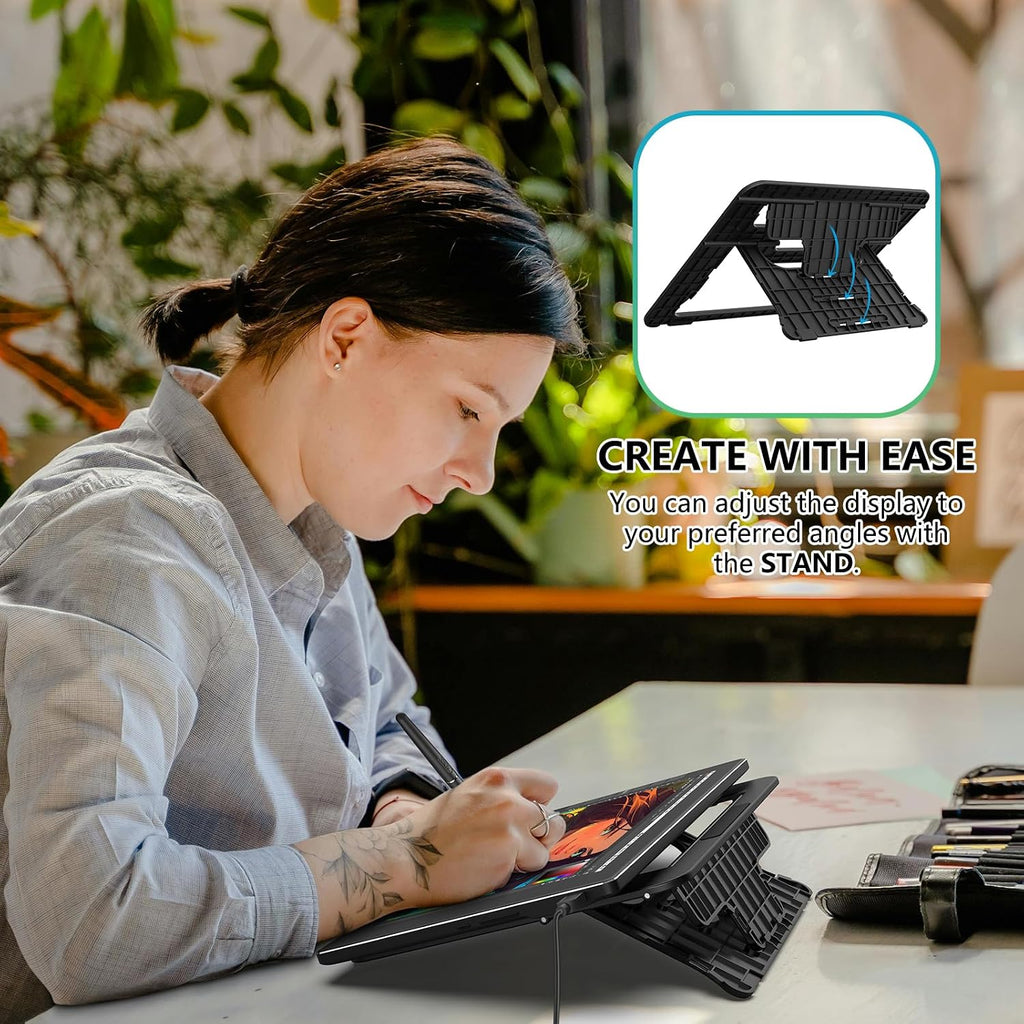 Drawing Tablet with Screen VK1200V3 11.6 inch,Graphics Tablet with Full-Laminated Screen Upgraded 16384 Pressure Sensitivity 2 Styluses,Adjustable Stand,6 Customizable Shortcut Keys