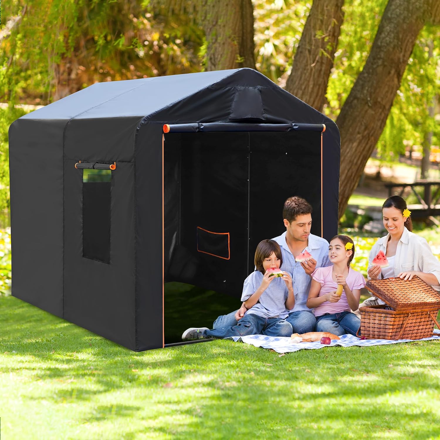 MEGHNA Bike Storage Shed Tent for 5-8 Bicycles 420D Oxford Fabric Extra Large Waterproof Foldable Bicycle Cover Outdoor Bike Storage for Garden Camping