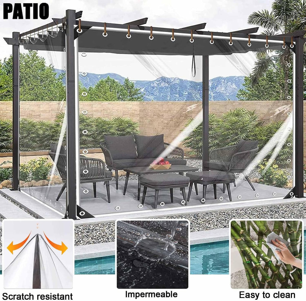 Clear Tarps Heavy Duty Waterproof, Plastic Tarp with Grommets Transparent Vinyl, Greenhouse Tarpaulin 15.4 mil Thick, Rainproof Chicken Coop Cover for Porch Patio Outdoor 3x3ft - 20x32ft(12x17FT)