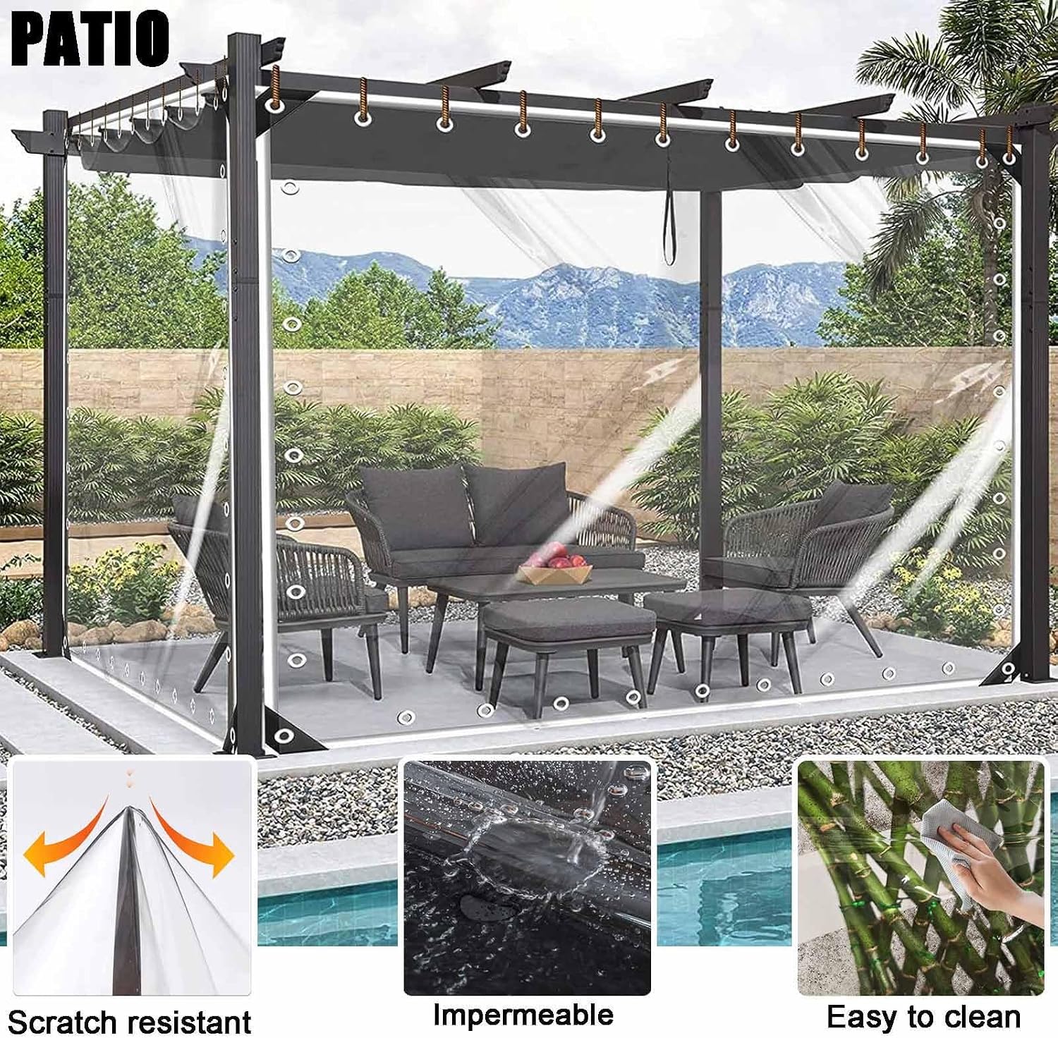 Clear Tarps Heavy Duty Waterproof, Plastic Tarp with Grommets Transparent Vinyl, Greenhouse Tarpaulin 15.4 mil Thick, Rainproof Chicken Coop Cover for Porch Patio Outdoor 3x3ft - 20x32ft(15x27FT)
