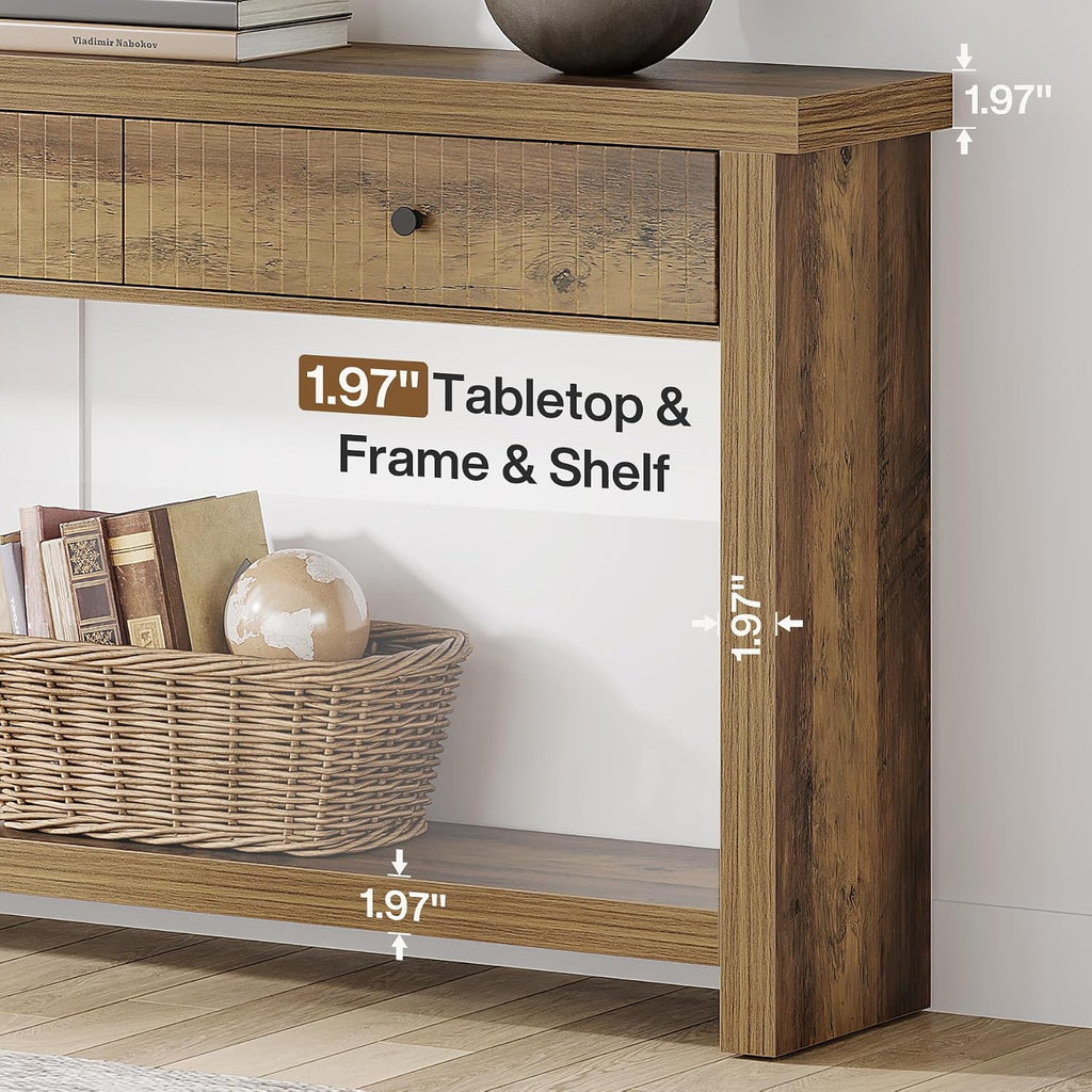 Tribesigns 70.9 inch Console Table with 3 Drawers, Extra Long Entryway Table, Wood Sofa Table Oak Furniture with Open Storage Shelves Wooden Couch Table Foyer Tables for Living Room Hallway Entrance
