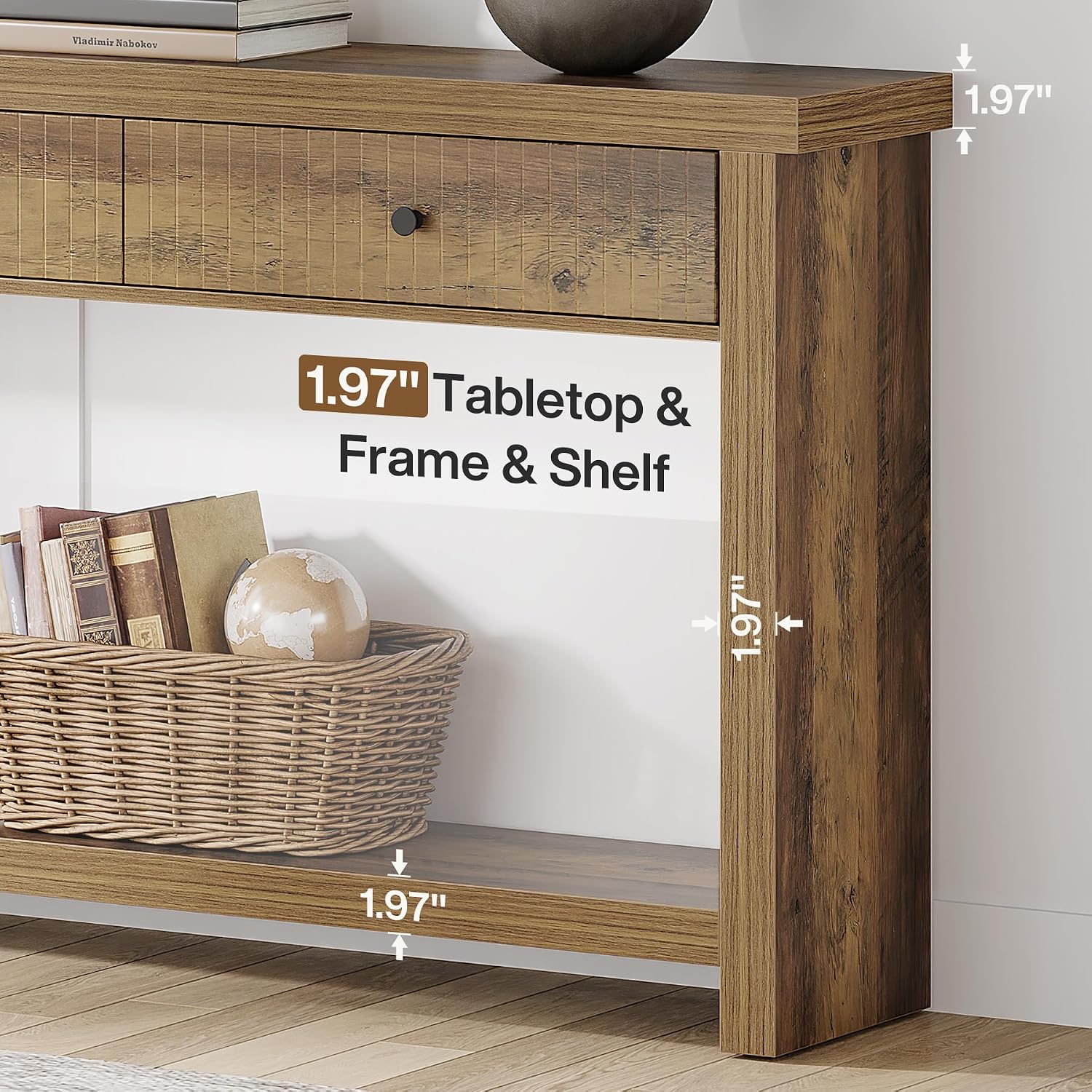 Tribesigns 70.9 inch Console Table with 3 Drawers, Extra Long Entryway Table, Wood Sofa Table Oak Furniture with Open Storage Shelves Wooden Couch Table Foyer Tables for Living Room Hallway Entrance