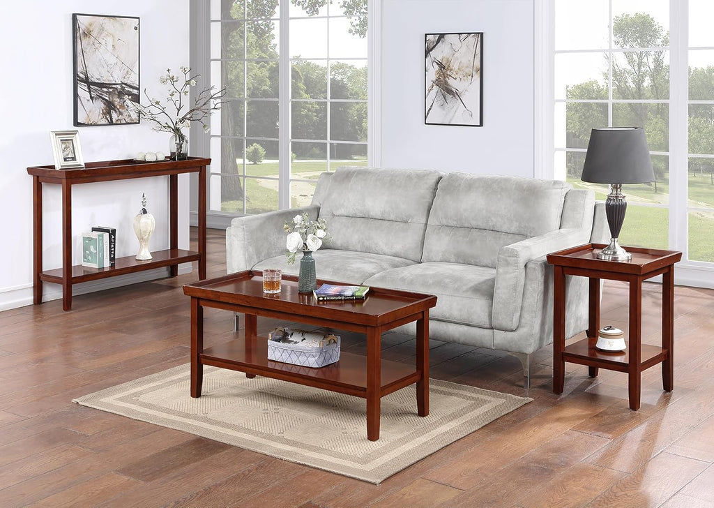 Convenience Concepts Ledgewood Console Table 48' - Modern Narrow Sofa Display Accent with Storage Shelf for Transitional, Traditional Living Room, Entryway, Hallway, or Bedroom, Mahogany