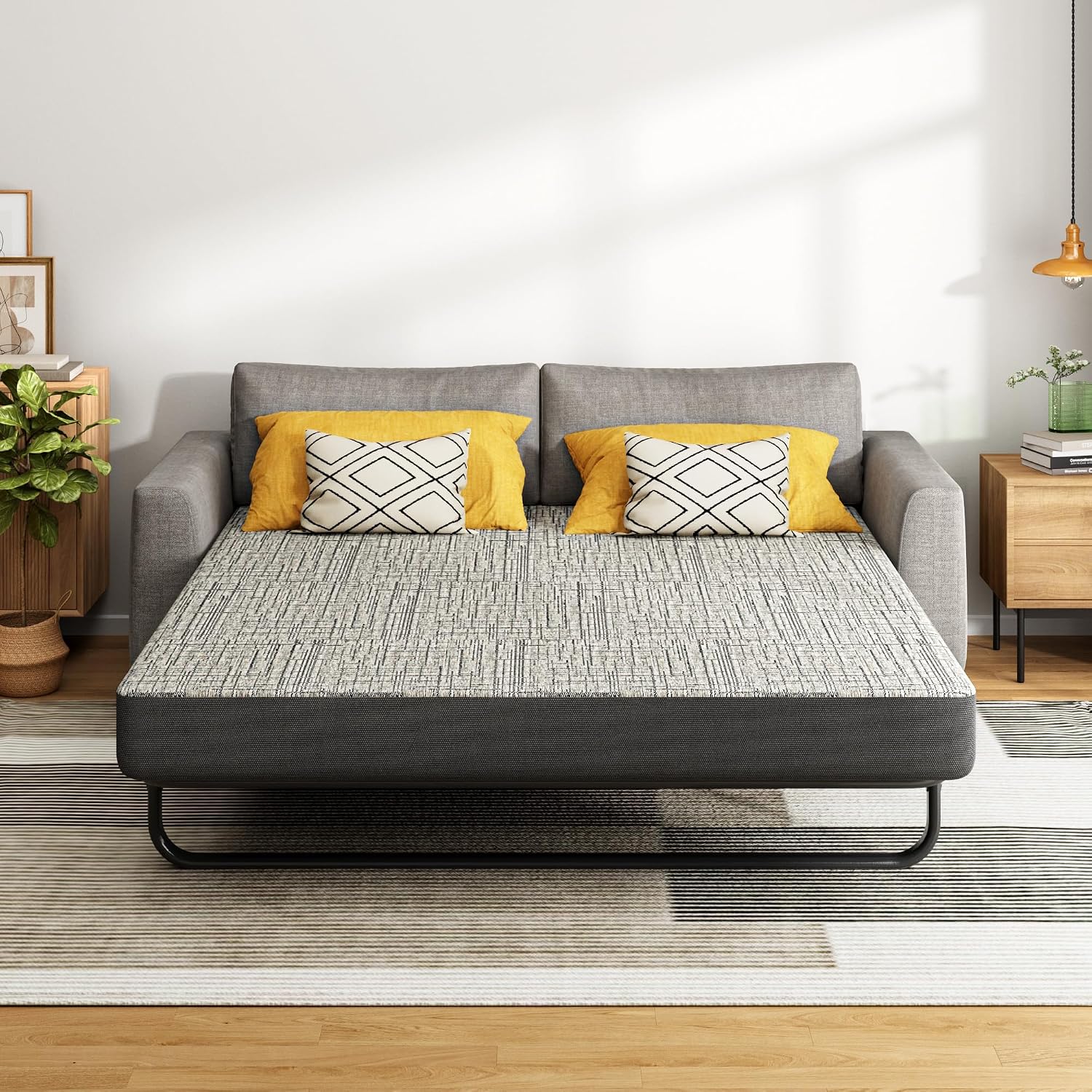 4 Inch Sofa Mattress Queen Size, Memory Foam Mattress for Sleeper Sofas/Pull Out Couchs/Daybeds/RVs/Boats & Guest Rooms, Fiberglass-Free & CertiPUR-US Certified Bed Replacement