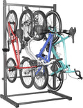 TORACK Garage Freestanding Hanging Bike Stand for Garage, Heavy Duty 4 Bikes Vertical Bike Storage Stand Floor Bike Storage Rack