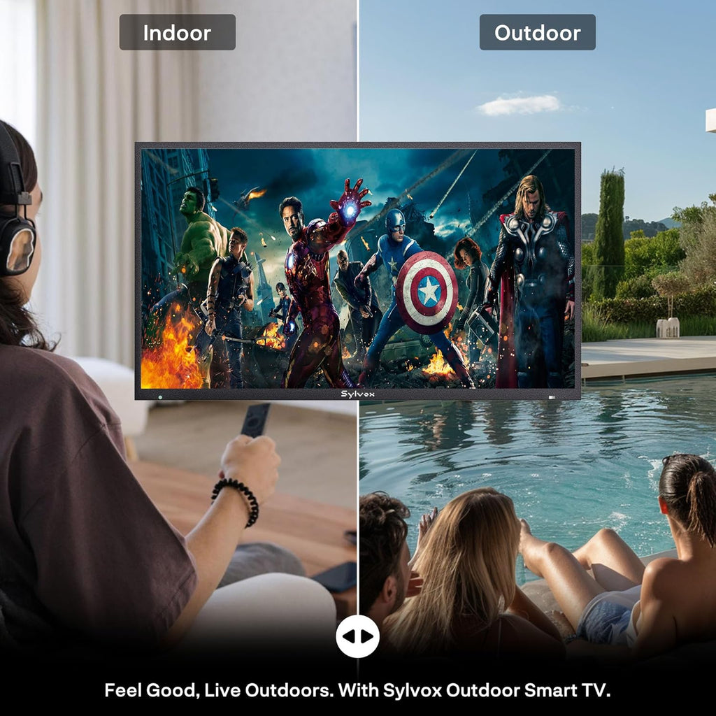 SYLVOX New 55' Outdoor Smart TV, Superior Waterproof Performance, Upgraded Matte Finish for Enhanced Anti-Glare Effect, Full Metal, with Dolby Atmos, 1000nits, Partial Sun Deck Pro 2.0+ Series
