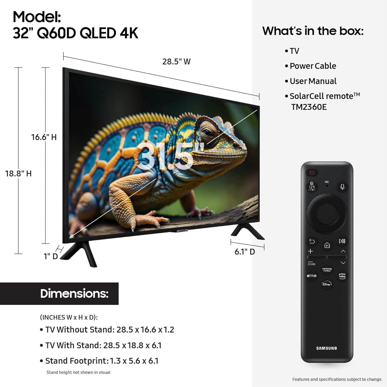Samsung (Refurbished) 32-in Q60D QLED 4K Smart TV - QN32Q60DAFXZA (2024) (Renewed)