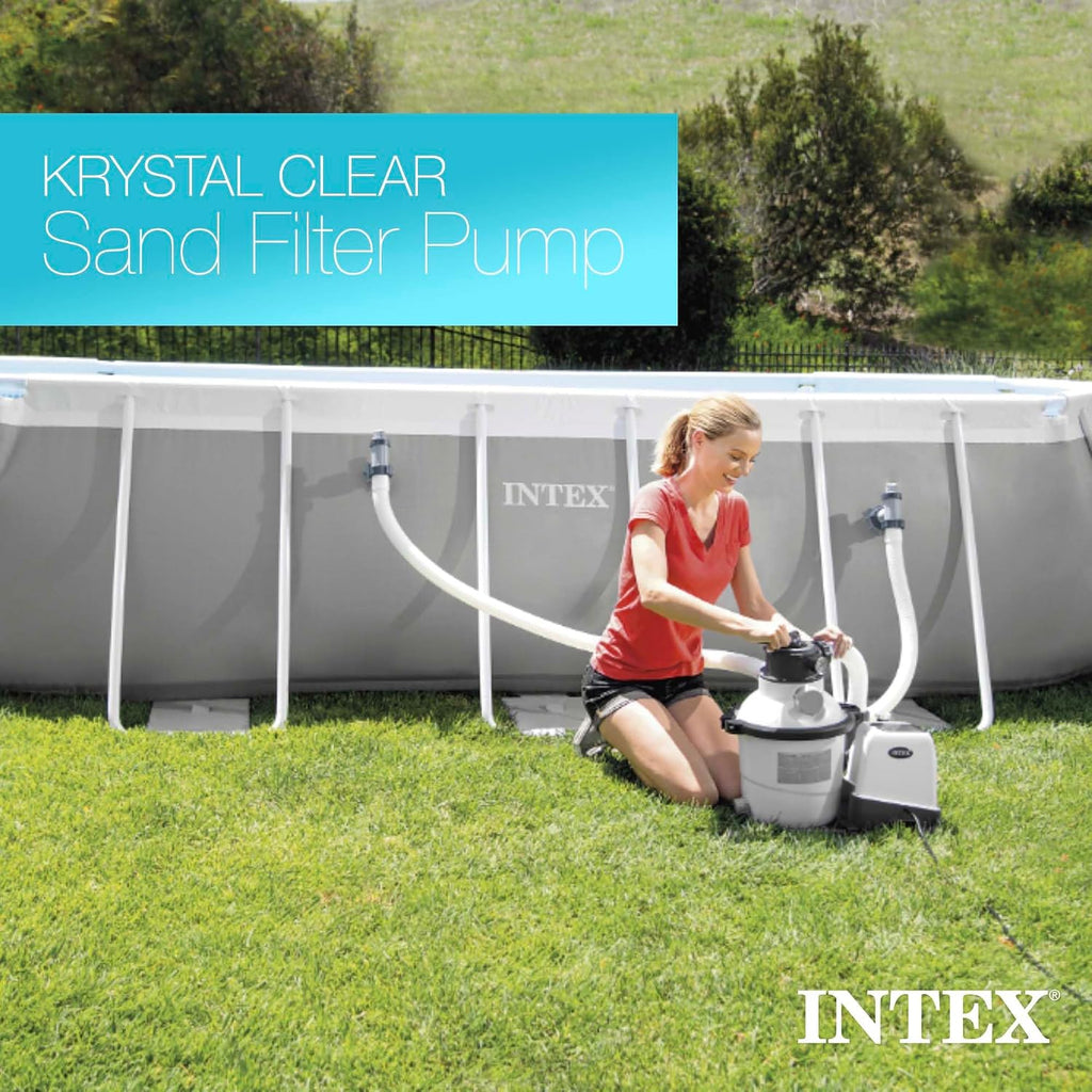Intex 3000 GPH Sand Filter Pump with Built-In Timer and Krystal Clear Saltwater System Maintenance Set for Above Ground Outdoor Swimming Pools