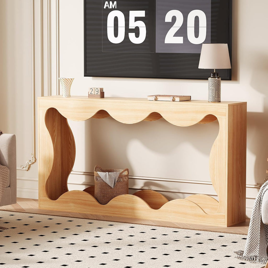 63' Long Console Table for Entryway, Wooden Entry Table, Behind Couch Tables with Storage, Industrial Console Sofa Tables for Living Room, Hallway, Entrance, Foyer