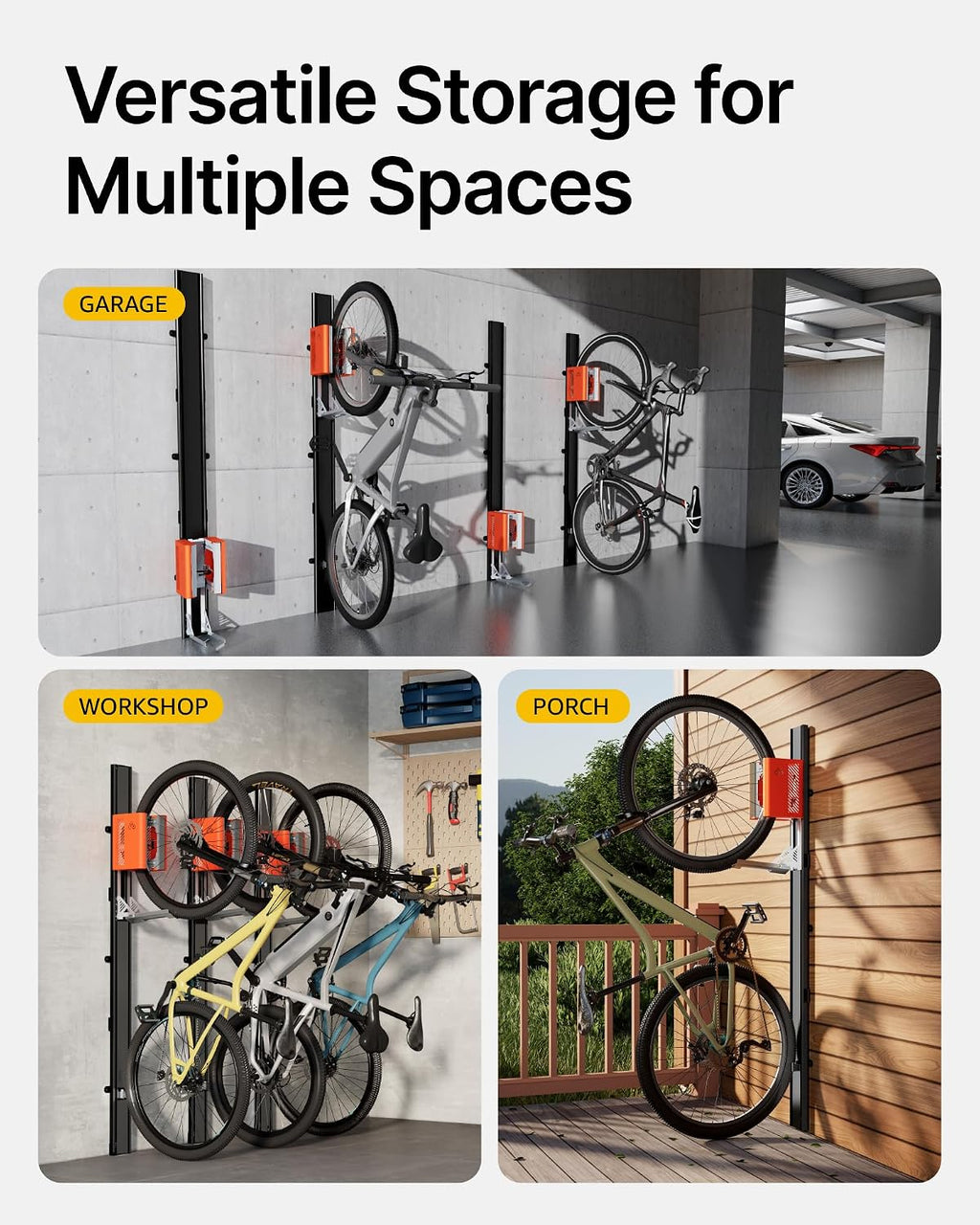 monTEK Automatic Lift Bike Rack – Fits 24-29' Tires, Heavy-Duty Vertical Wall Rack for Bicycles (Up to 71 lbs) - Effortless Lifting, Easy Install - Space-Saving Storage for Garage, Shed, BO