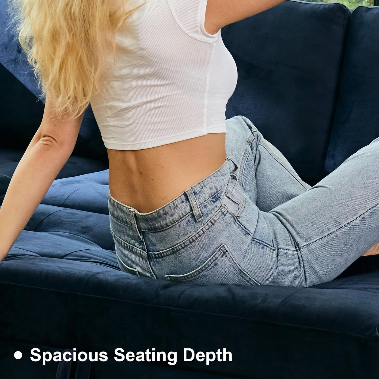 Belffin Oversized Modular Sectional Sleeper Sofa with Pull Out Couch Bed Velvet Convertible L Shaped Couch Sleeper Sofa Bed Modular Sectional Couches for Living Room Blue