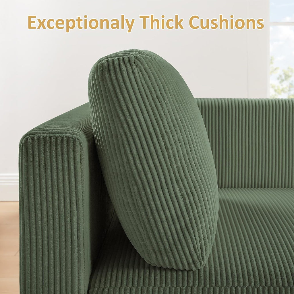 123.6' Modular Sectional Sofa, Corduroy Reversible Small Sectional Sofa Bed with Chaise, 4 Seater Convertible Modular Loveseat Single Sofa Set Free Combination Couch for Living Room Bedroom Apartments