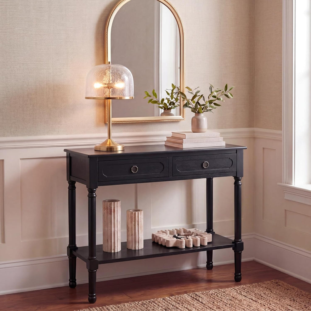Safavieh Home Collection Allura Black 2-Drawer Bottom Shelf Console Table
